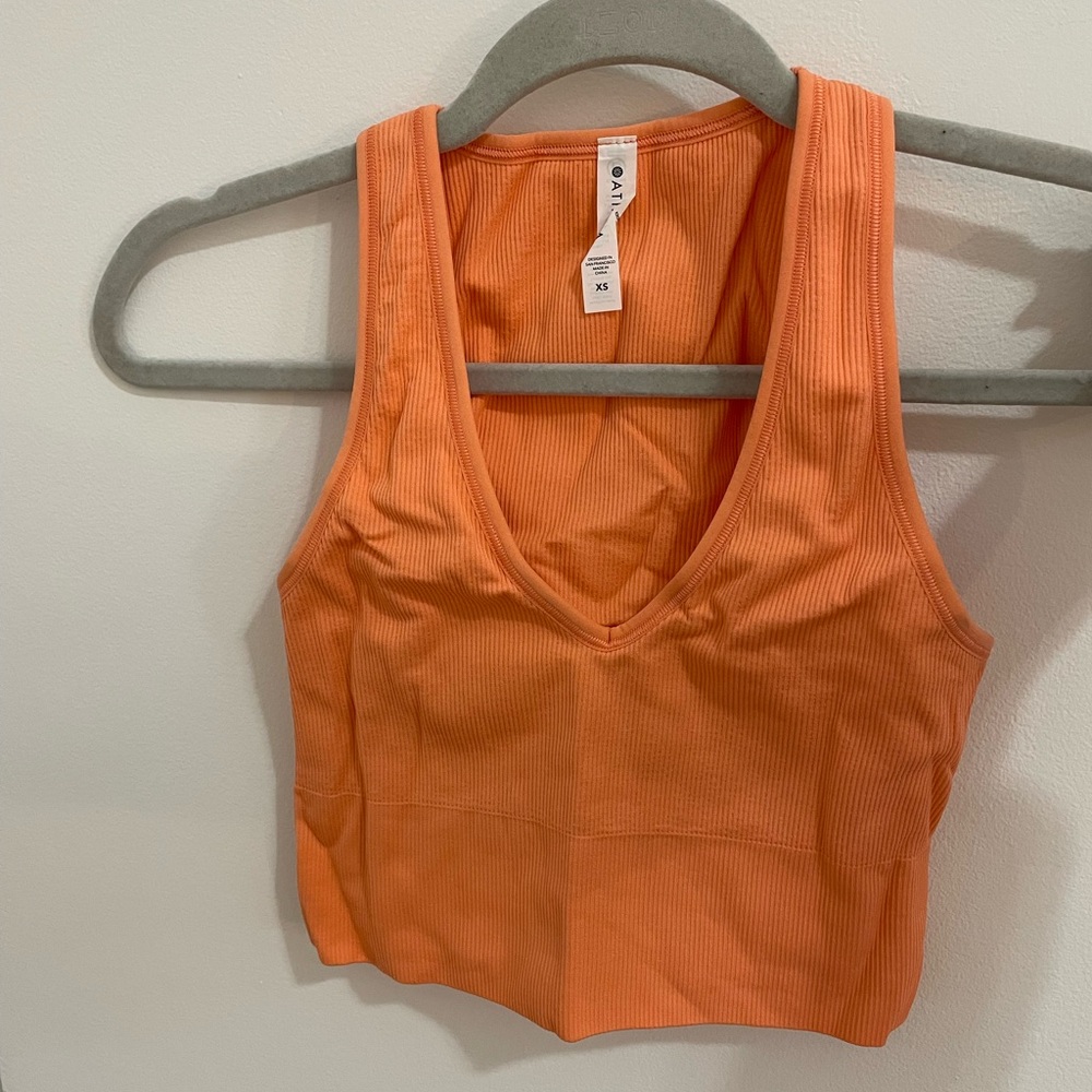 Athleta Aurora Crop Rib Tank Coral